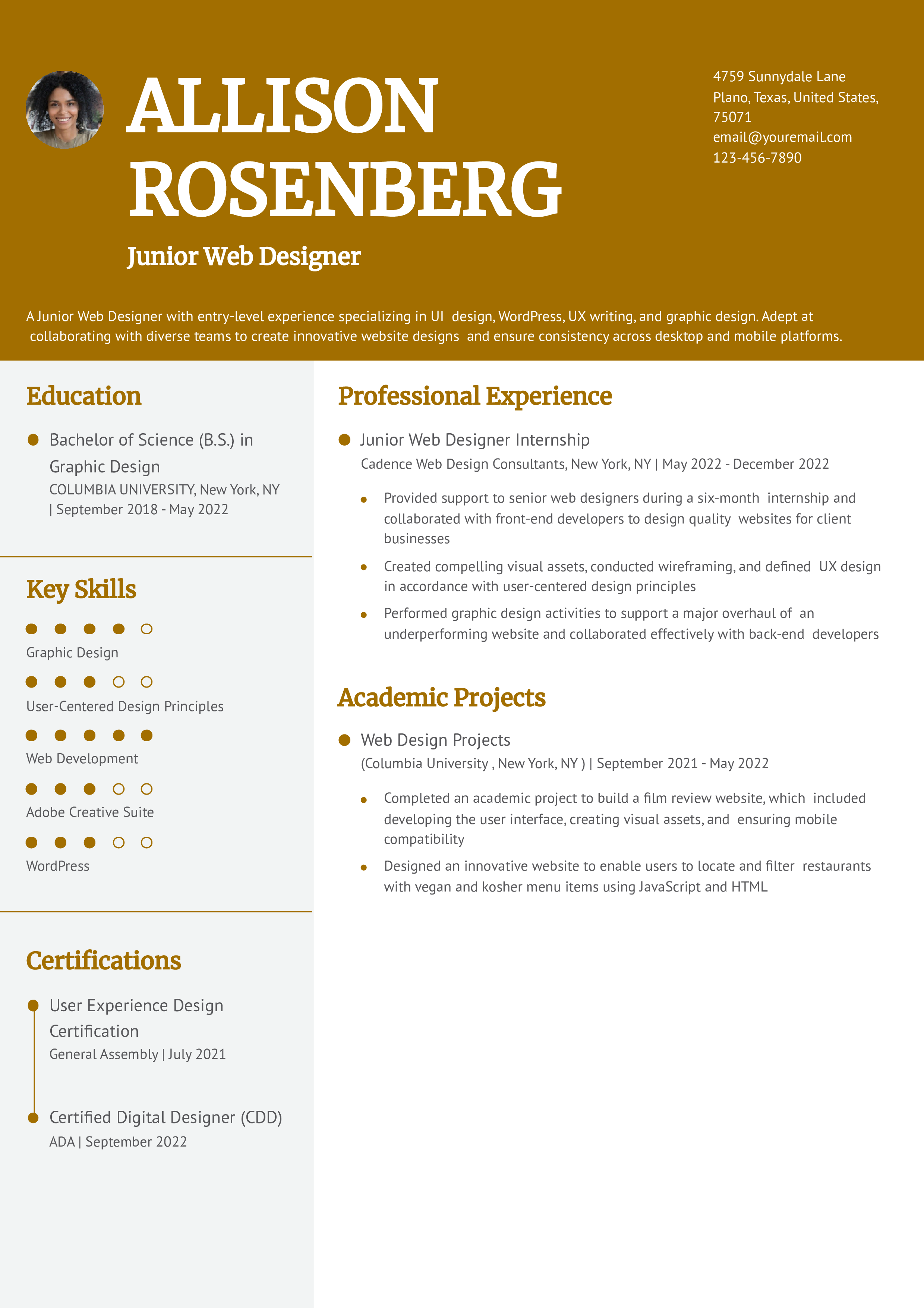 Web Designer Resume Examples and Templates in 2024