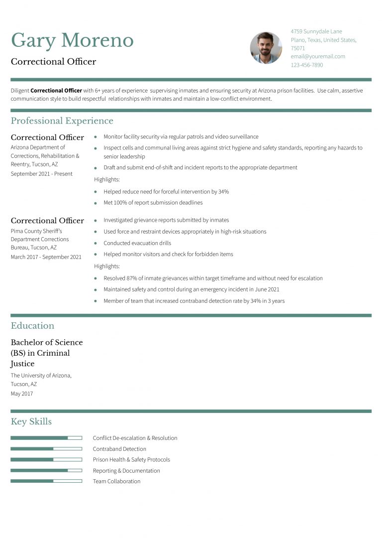 Correctional Officer Resume Examples And Templates For 2024   Correctional Officer Mid Level 768x1086 