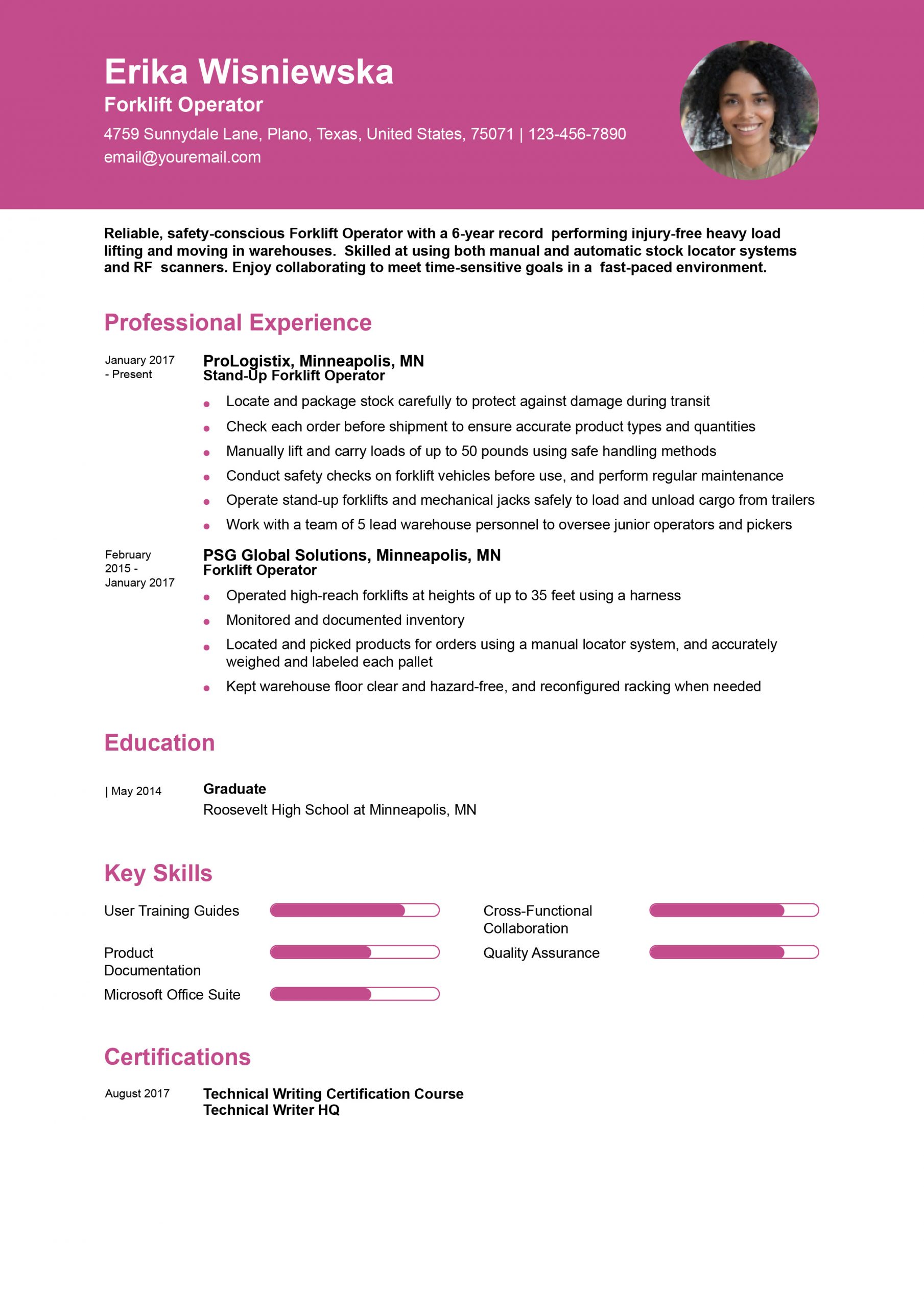 Forklift Operator Resume Examples and Templates for 2024