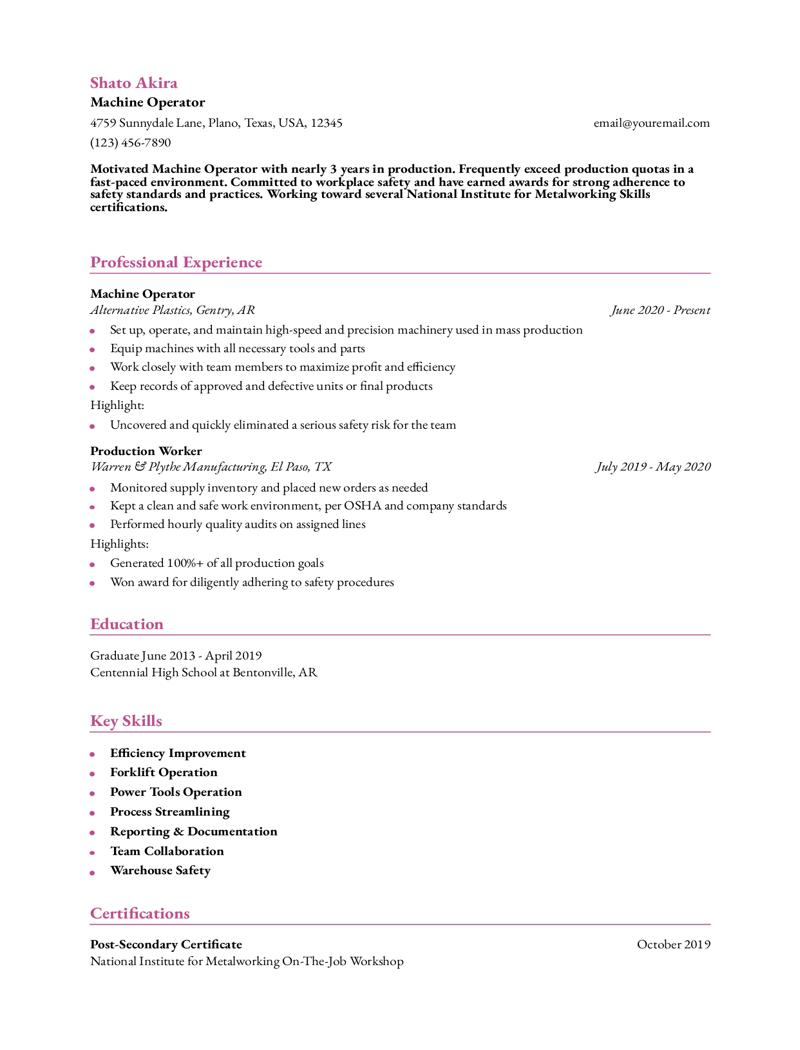 Production Resume Examples and Templates for 2024