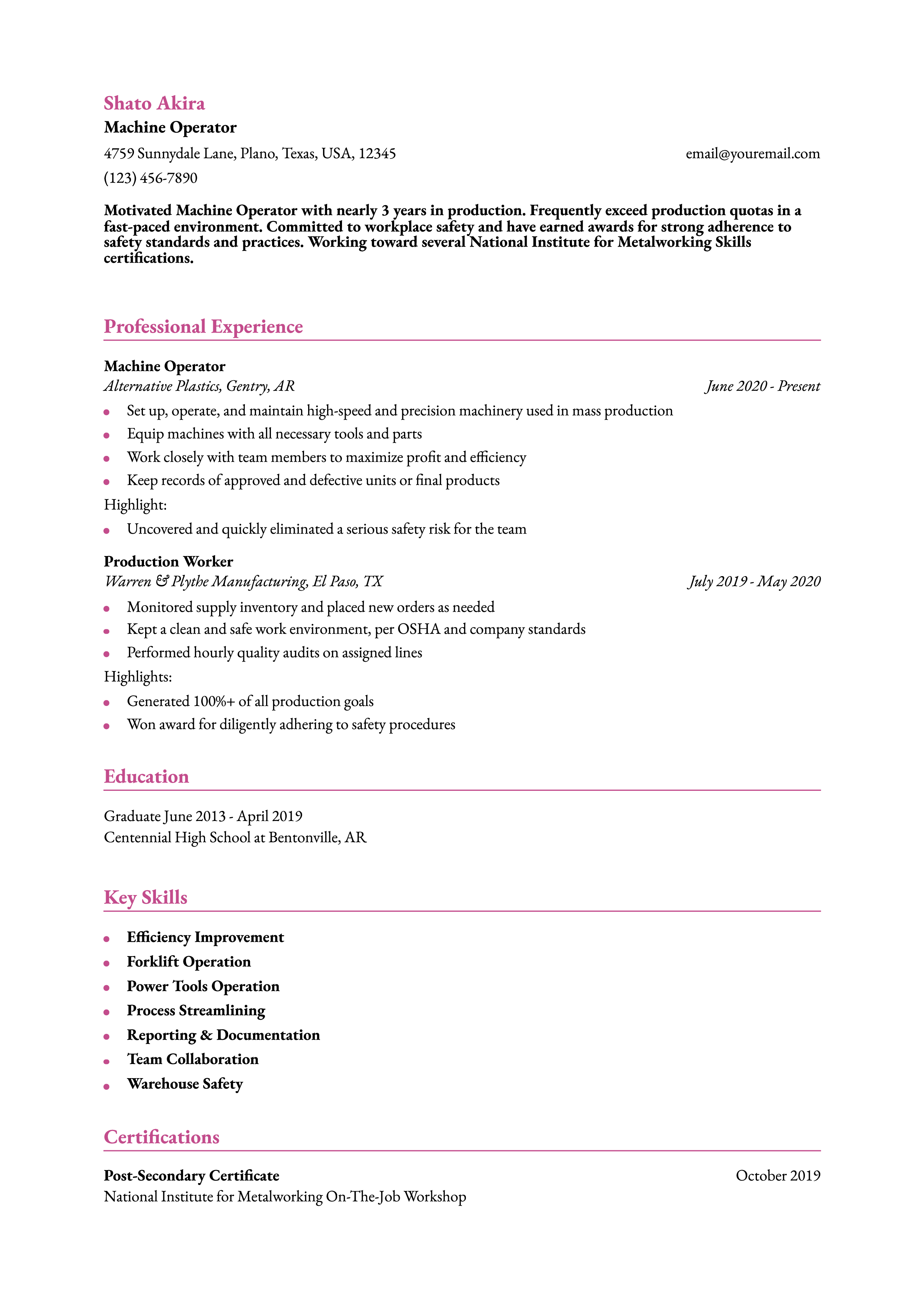 Production Resume Examples and Templates for 2024