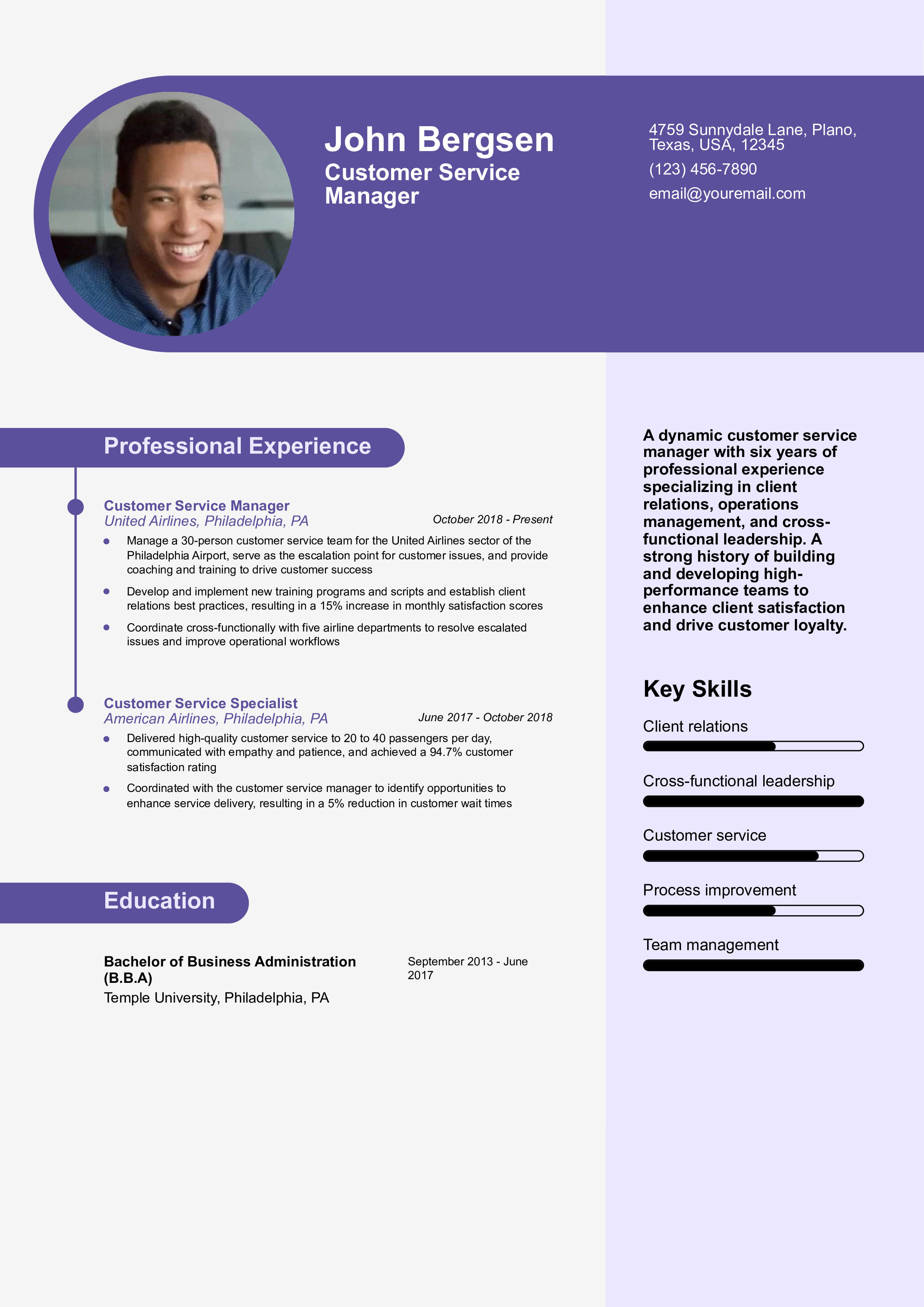 Customer Service Manager Resume Examples and Templates for 2024