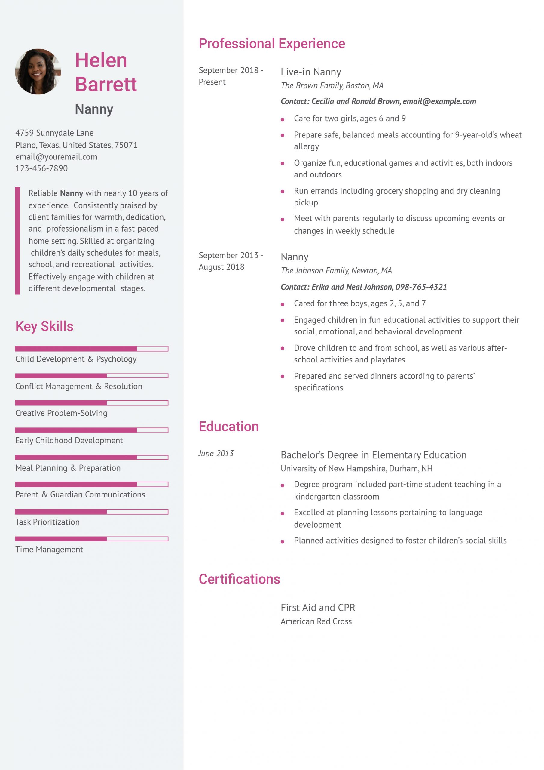 Nanny Resume Examples and Templates for 2024