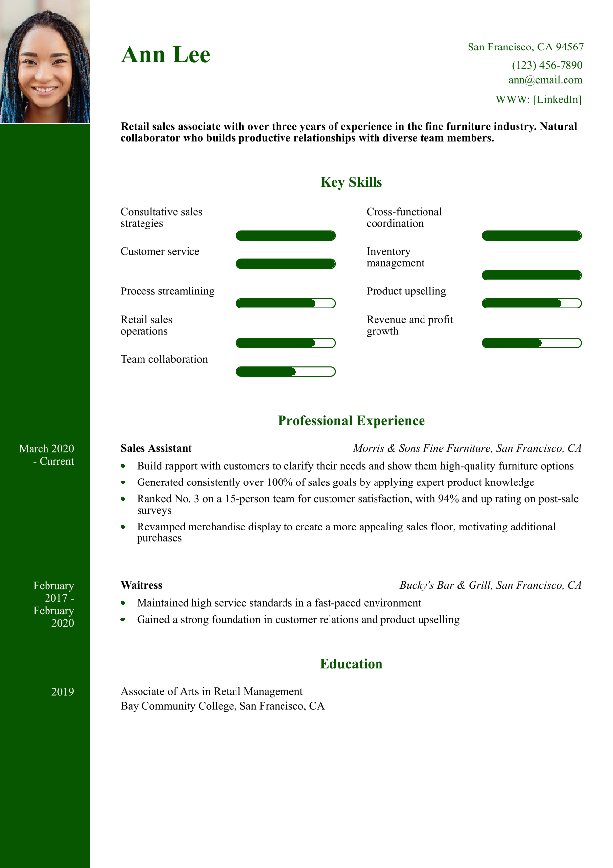 Retail Sales Associate Resume Example