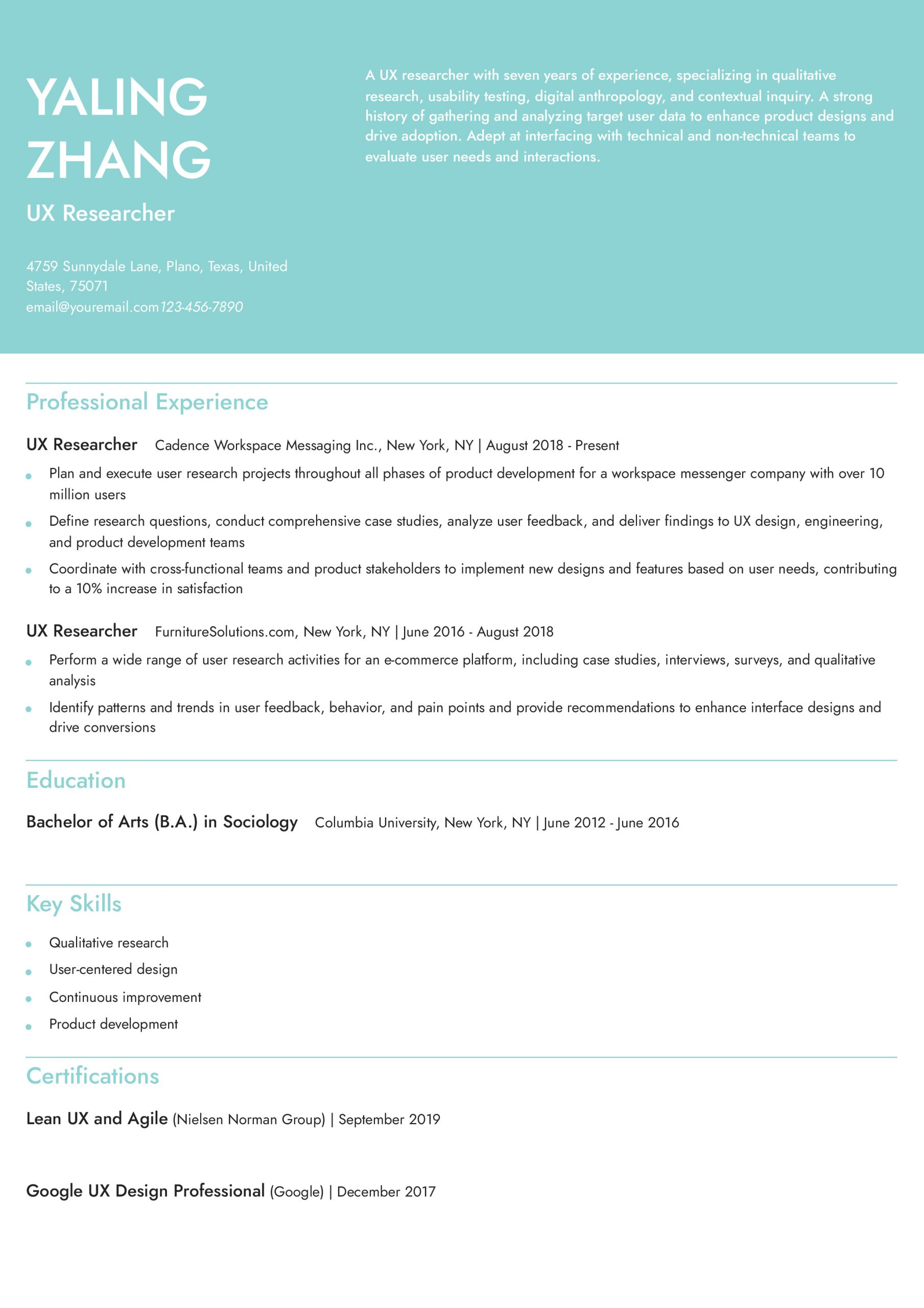 User Experience Researcher Resume Examples and Templates for 2024