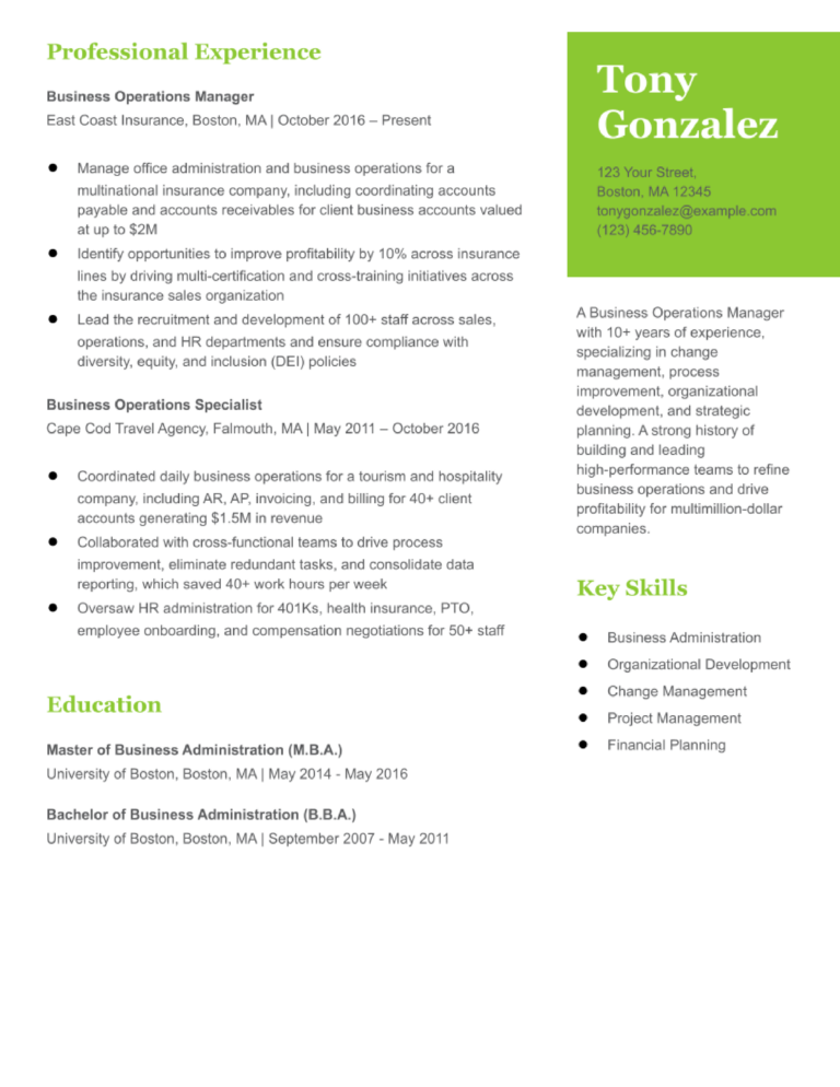 Business Administrator Resume Examples and Templates for 2024 ...