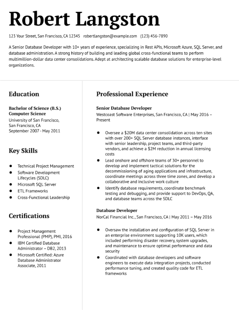 Database Developer Resume Examples And Templates Banner Image 768x994 