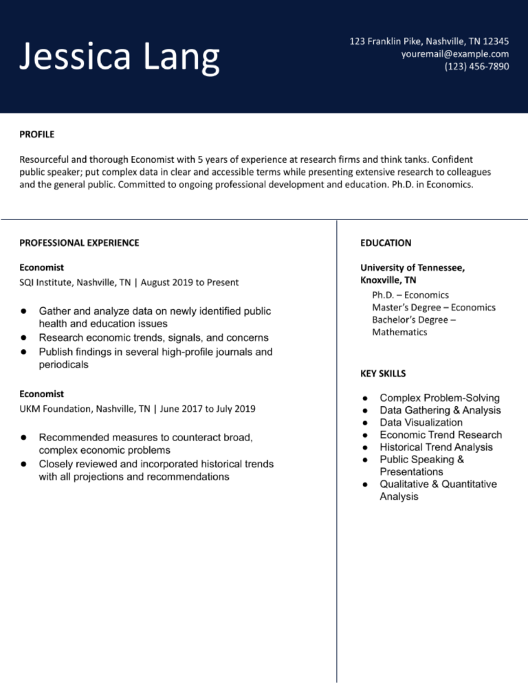 economist resume examples