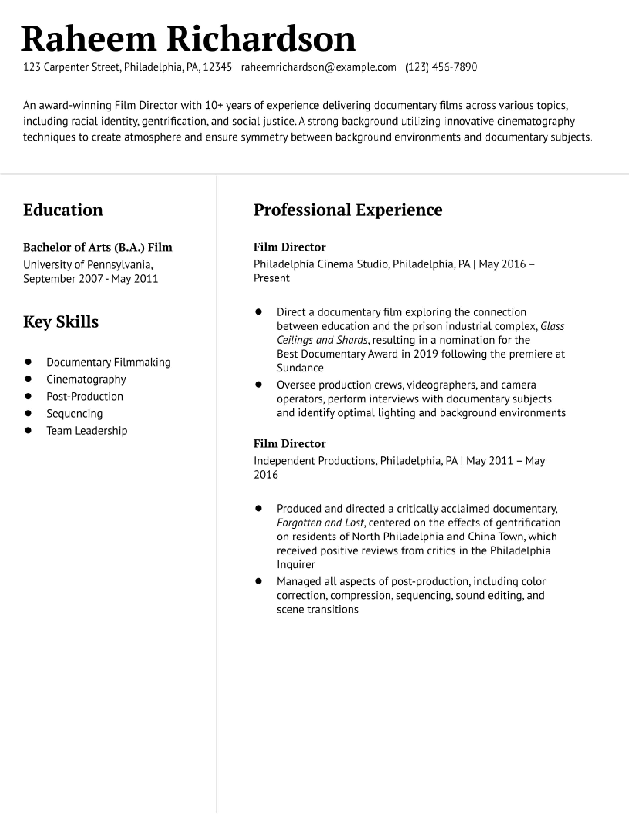 Film Director Resume Examples and Templates for 2024
