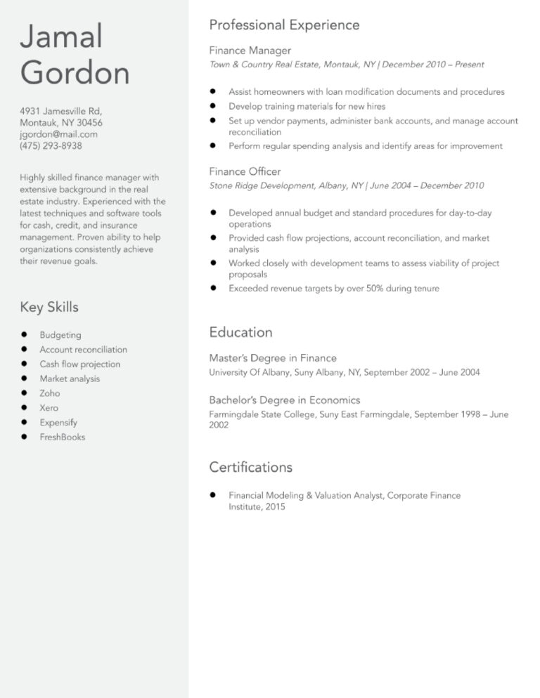 Finance Manager Resume Examples and Templates for 2024 - ResumeBuilder.com