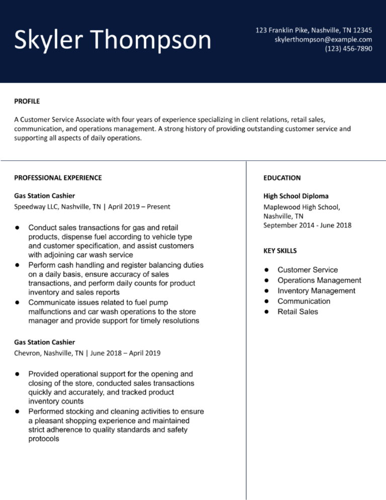 Gas Station Cashier Resume Examples and Templates for 2024 ...