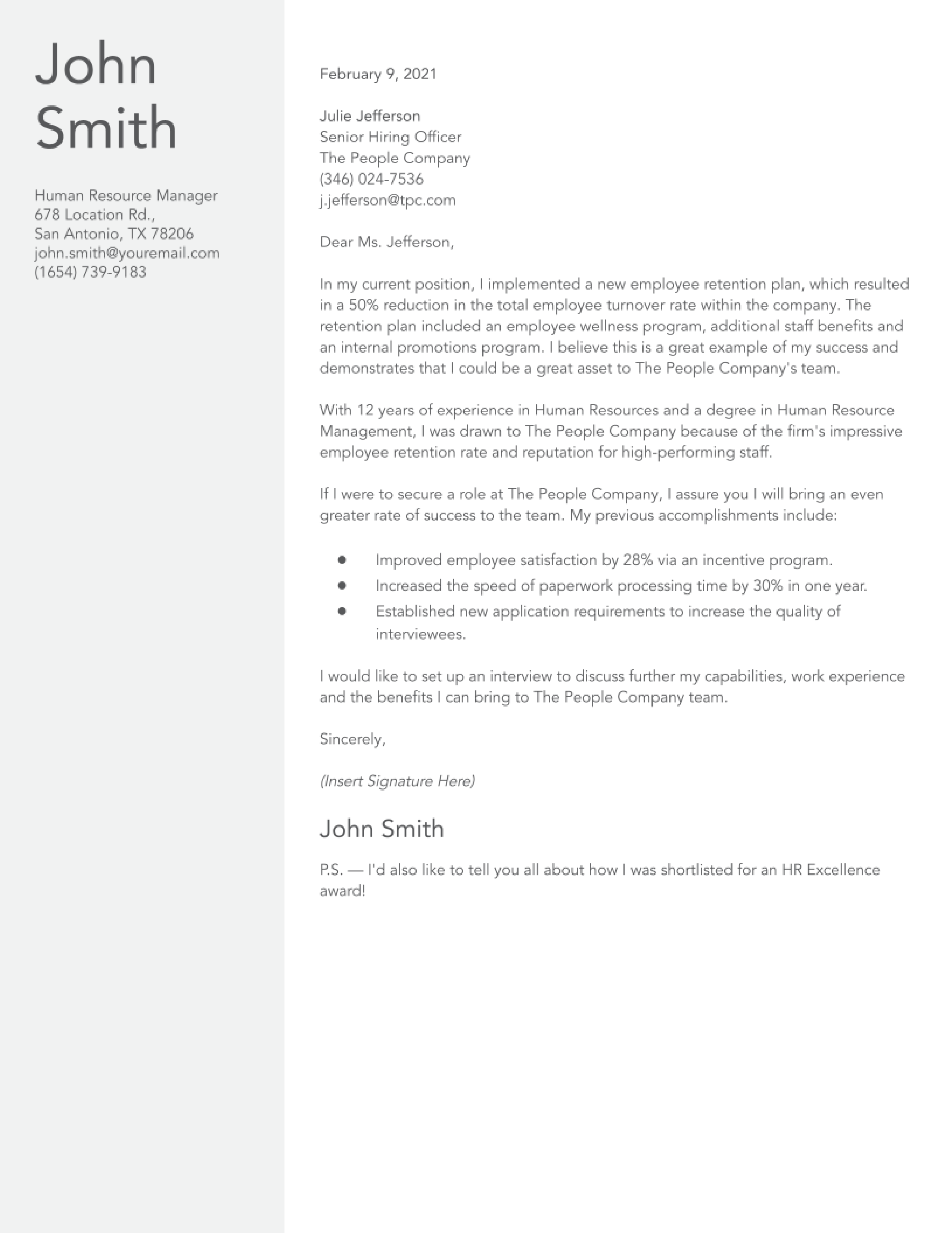 Human Resources (HR) Cover Letter Examples and Templates for 2024