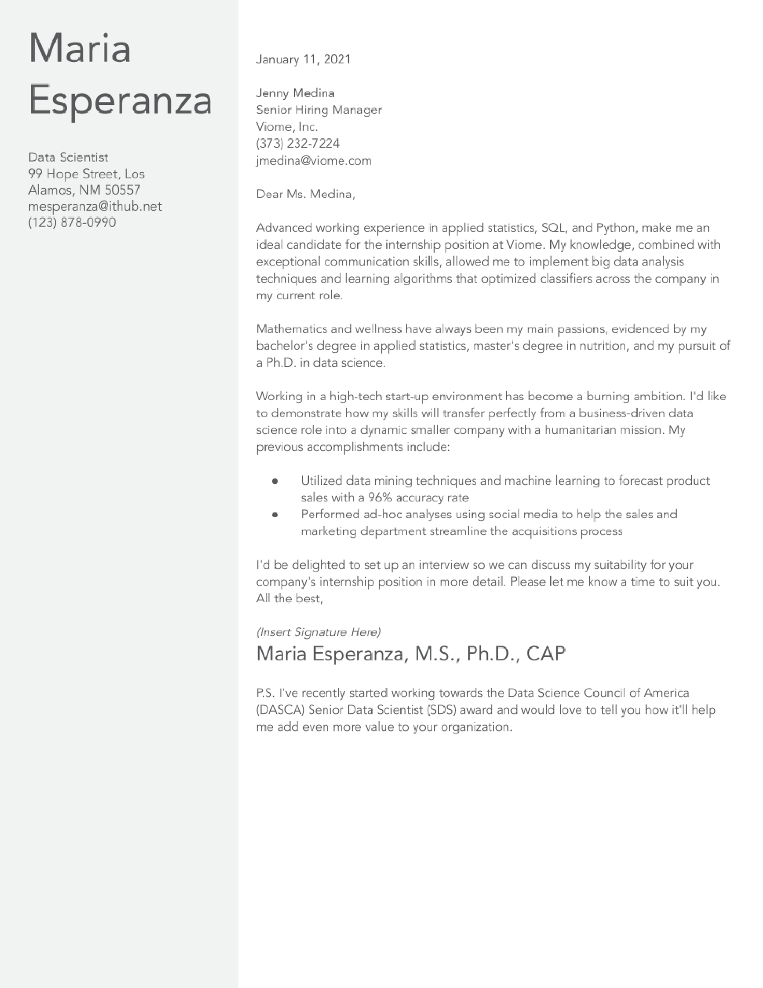 Internship Cover Letter Examples and Templates for 2024