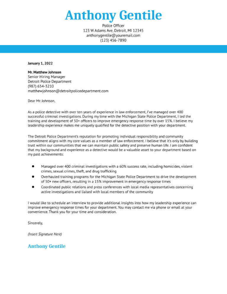 Law Enforcement Cover Letter Examples and Templates for 2024 ...