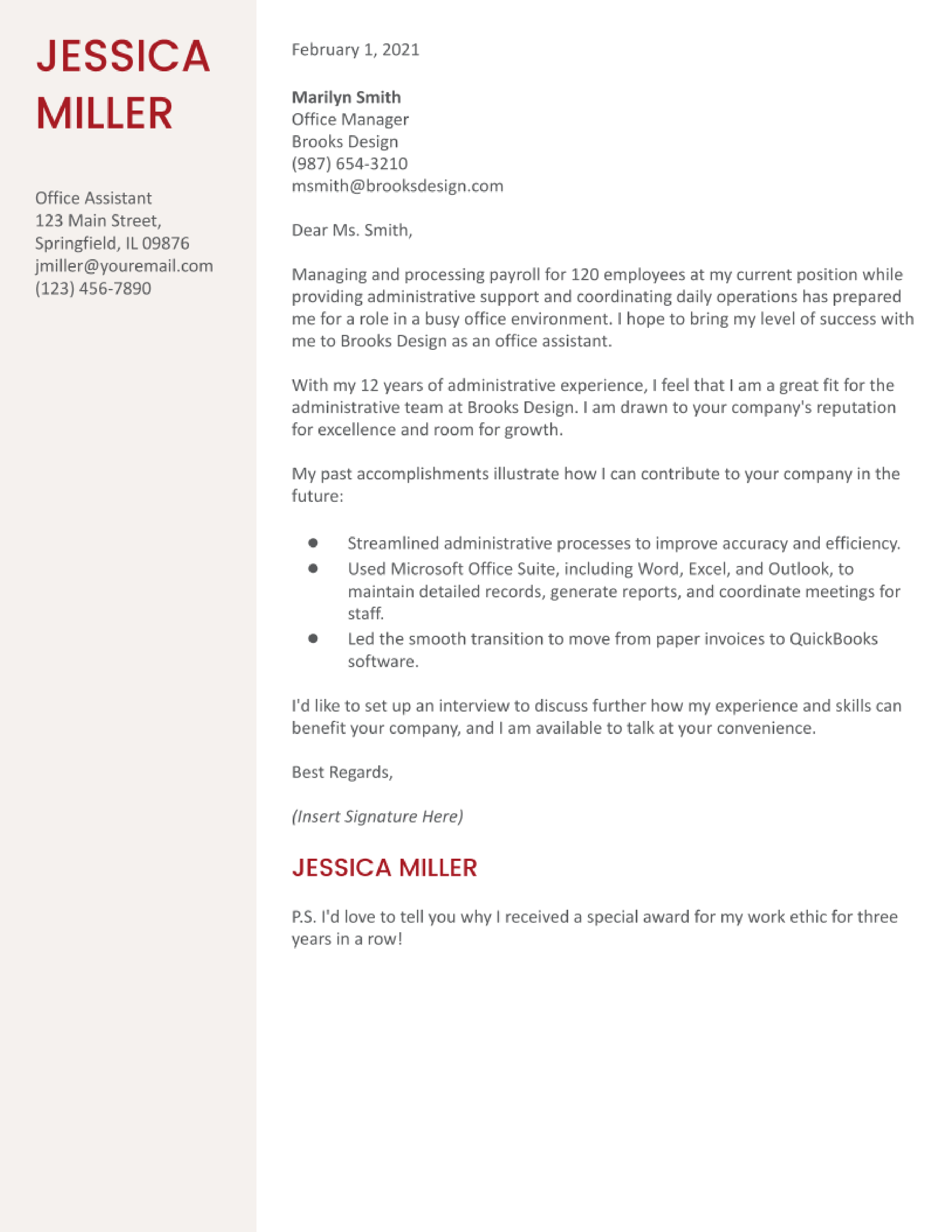 Office Assistant Cover Letter Examples and Templates for 2024