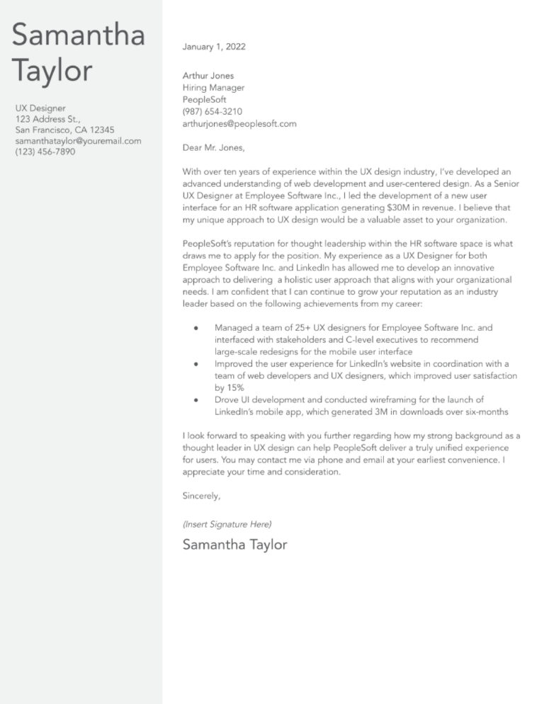 entry level ux designer cover letter example