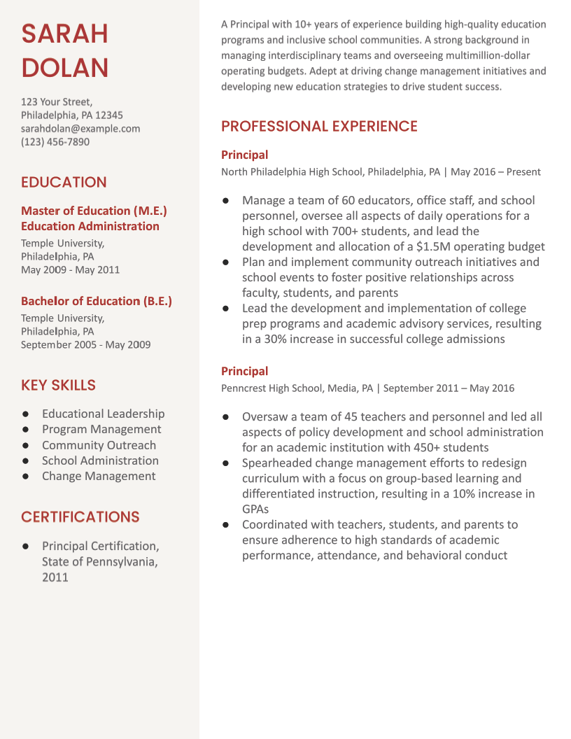 Education Resume Examples and Templates for 2024