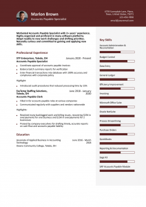 Accounts Payable Specialist Resume Example