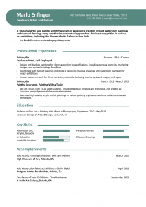 Artist Resume Examples Entry Level