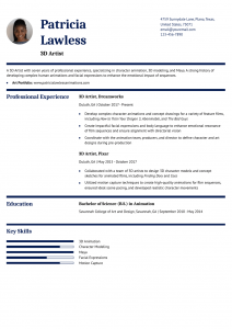 Artist Resume Example