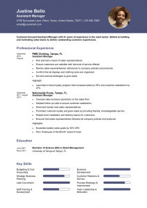 Assistant Manager Resume Example