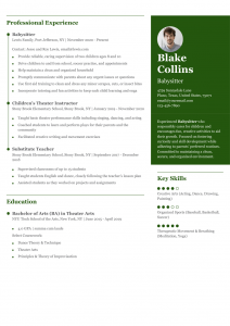 Babysitter Resume Examples Entry Level