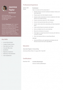 Bookkeeper Resume Examples Entry Level