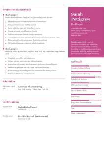 Bookkeeper Resume Example