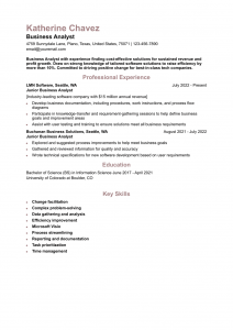 Business Analyst Resume Examples Entry Level