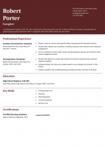 Caregiver Resume Examples Mid-Career