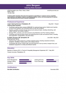 Catering Resume Examples Entry Level