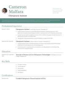 Chiropractic Assistant Resume Examples Mid-Career