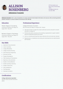 College Admissions Counselor Resume Examples Senior-Level