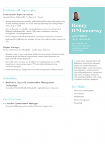 Commercial Construction Superintendent Resume Examples Mid-Career