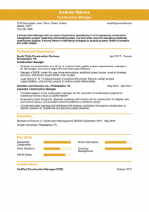 Construction Manager Resume Examples Entry Level