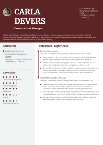 Construction Manager Resume Examples Mid-Career