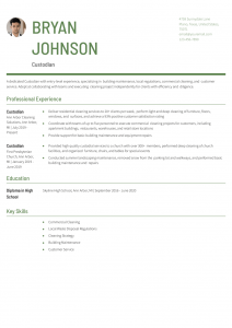 Custodian Resume Examples Entry Level