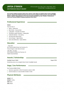 Dance Resume Example