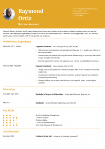 Daycare Assistant Resume Examples Senior-Level