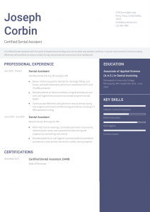 Dental Assistant Resume Examples Mid-Career