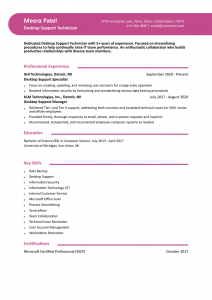 Desktop Support Resume Examples Mid-Career