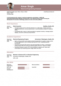 Engineering Internship Resume Examples Senior-Level