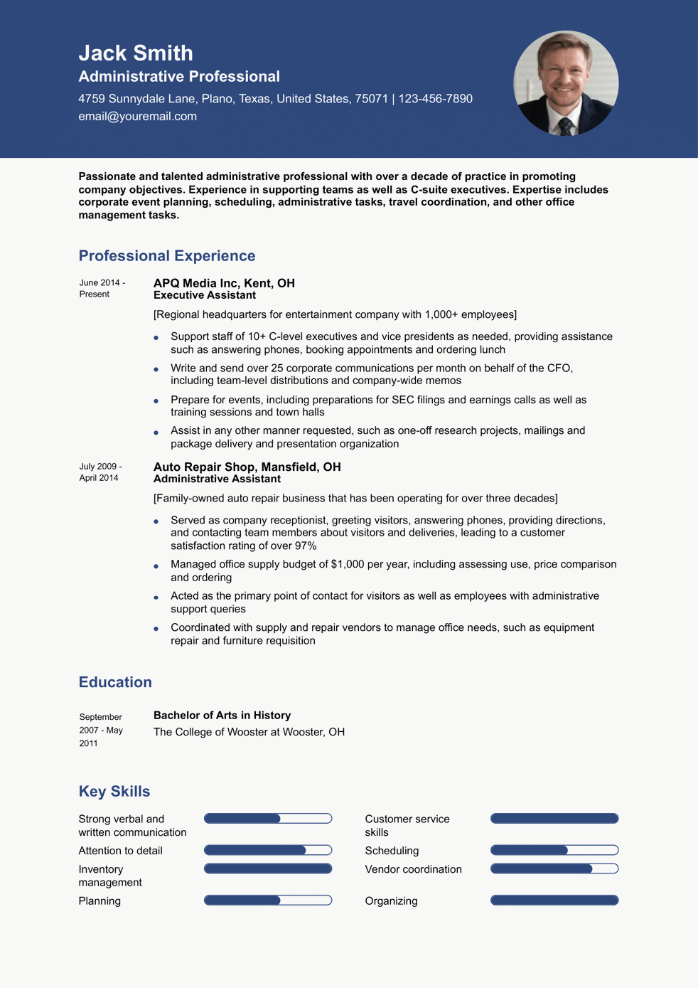 Executive Assistant Resume Example