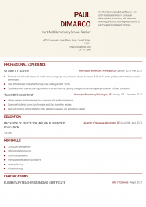 First-Year Teacher Resume Examples Mid-Career