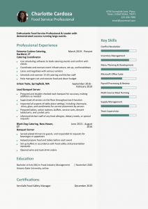 Food Service Resume Examples Mid-Career