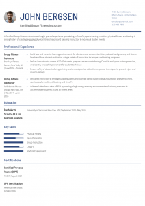 Group Fitness Instructor Resume Examples Mid-Career