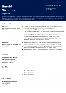 IT Specialist Resume Examples Mid-Career