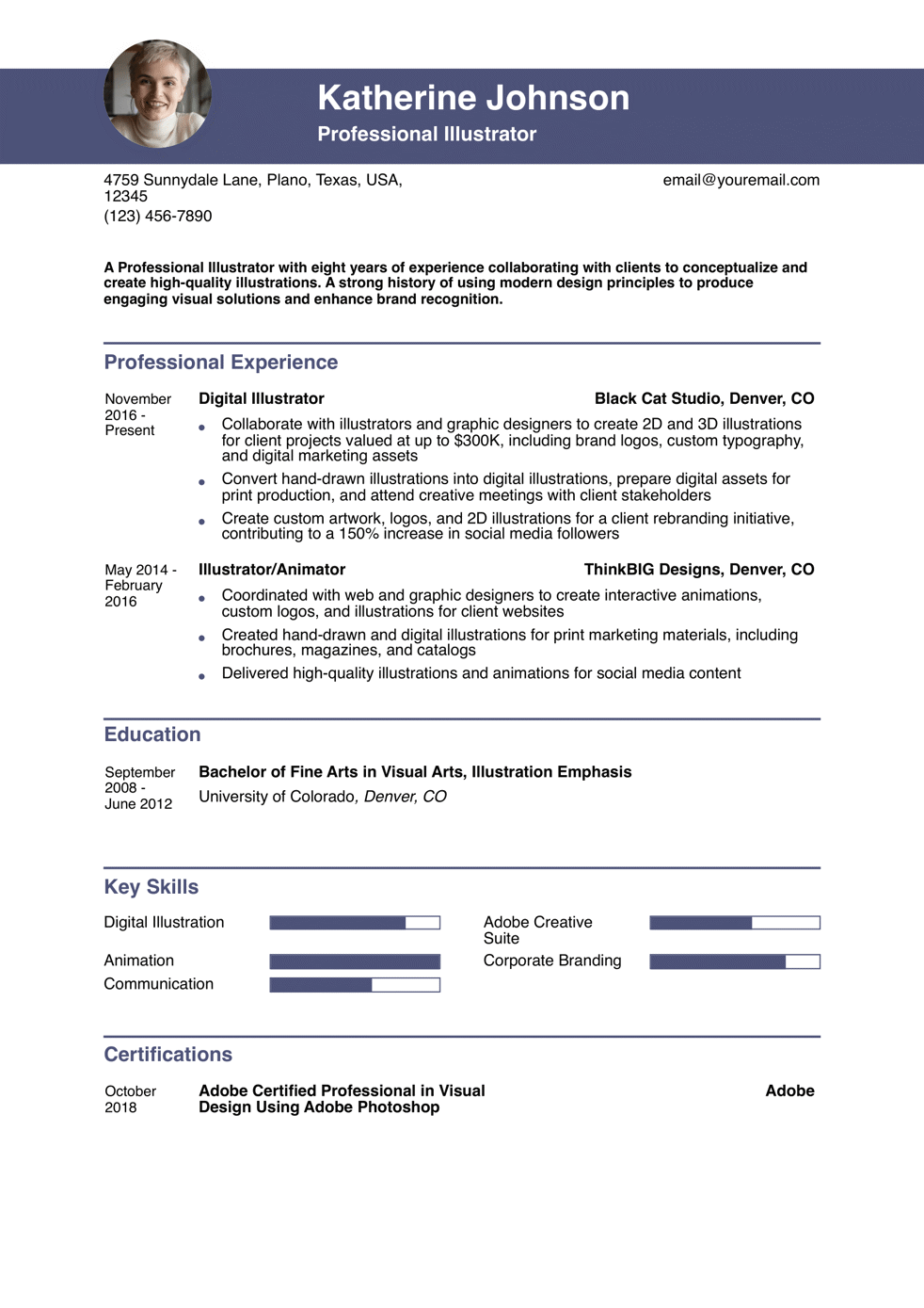 Illustrator Resume Example