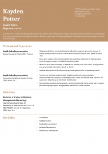 Inside Sales Rep Resume Examples Mid-Career