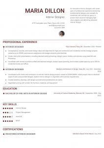 Interior Design Resume Examples Mid-Career